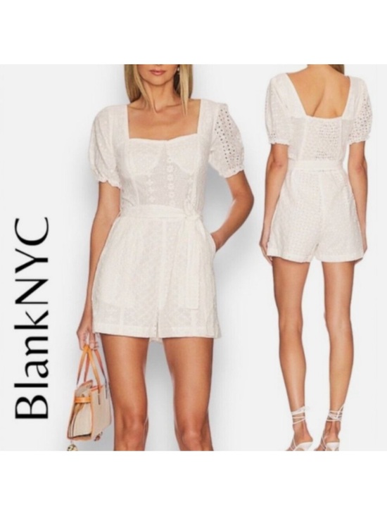 Blank NYC Dresses & Skirts - Blank NYC White Eyelet Puff Sleeve Romper